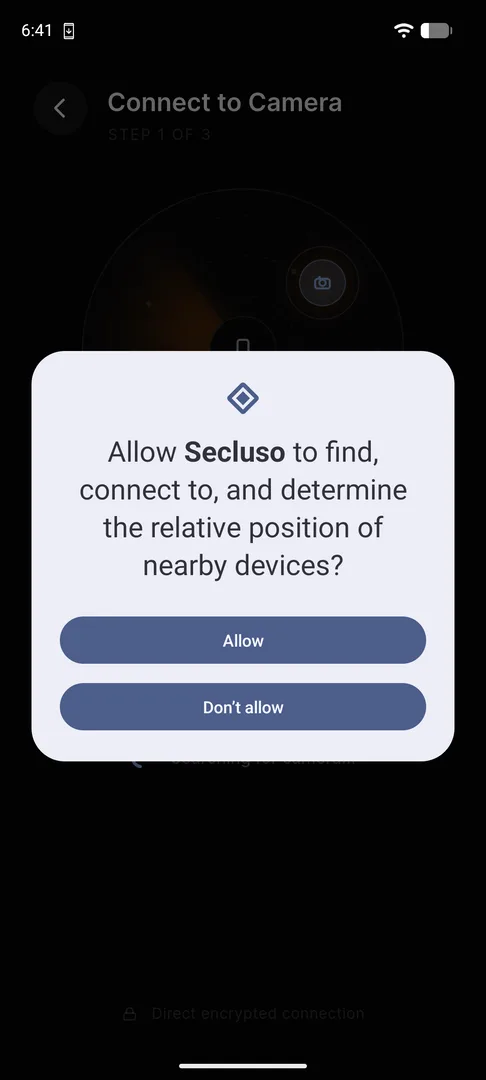 Permission dialog: allow Secluso to find nearby devices