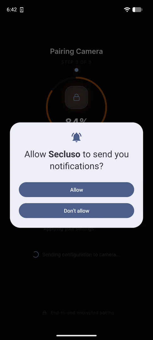 Permission dialog: allow Secluso to send notifications