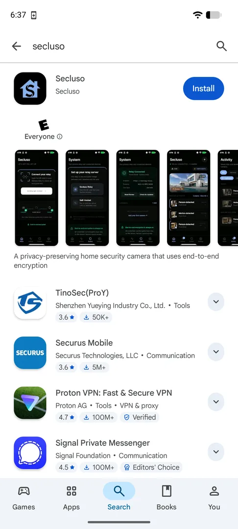 Secluso on the Google Play Store